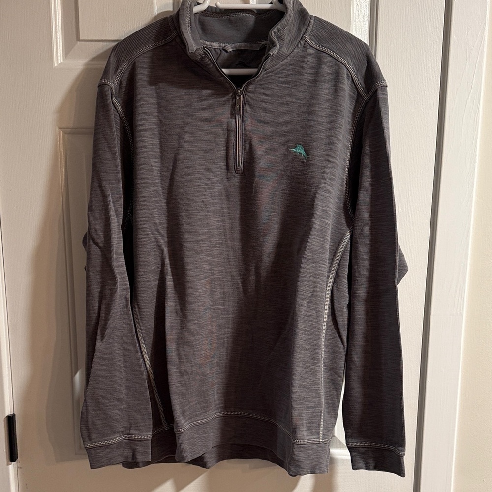 Men’s Tommy Bahama Gray Quarter-Zip Pullover